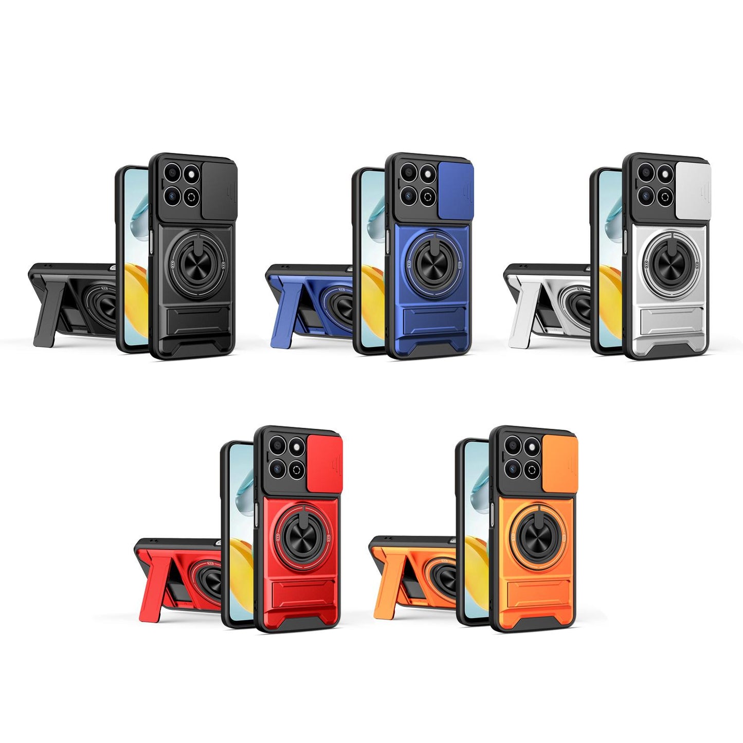 Honor 200 Smart Multifunctional Magnetic Shockproof Phone Case with Sliding Lens Window Stand Cover