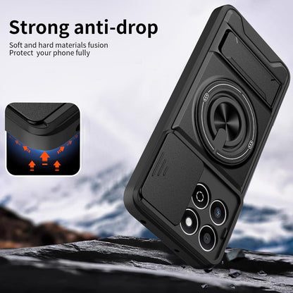 Honor Play 60 Plus Multifunctional Magnetic Shockproof Phone Case with Sliding Lens Window Stand Cover