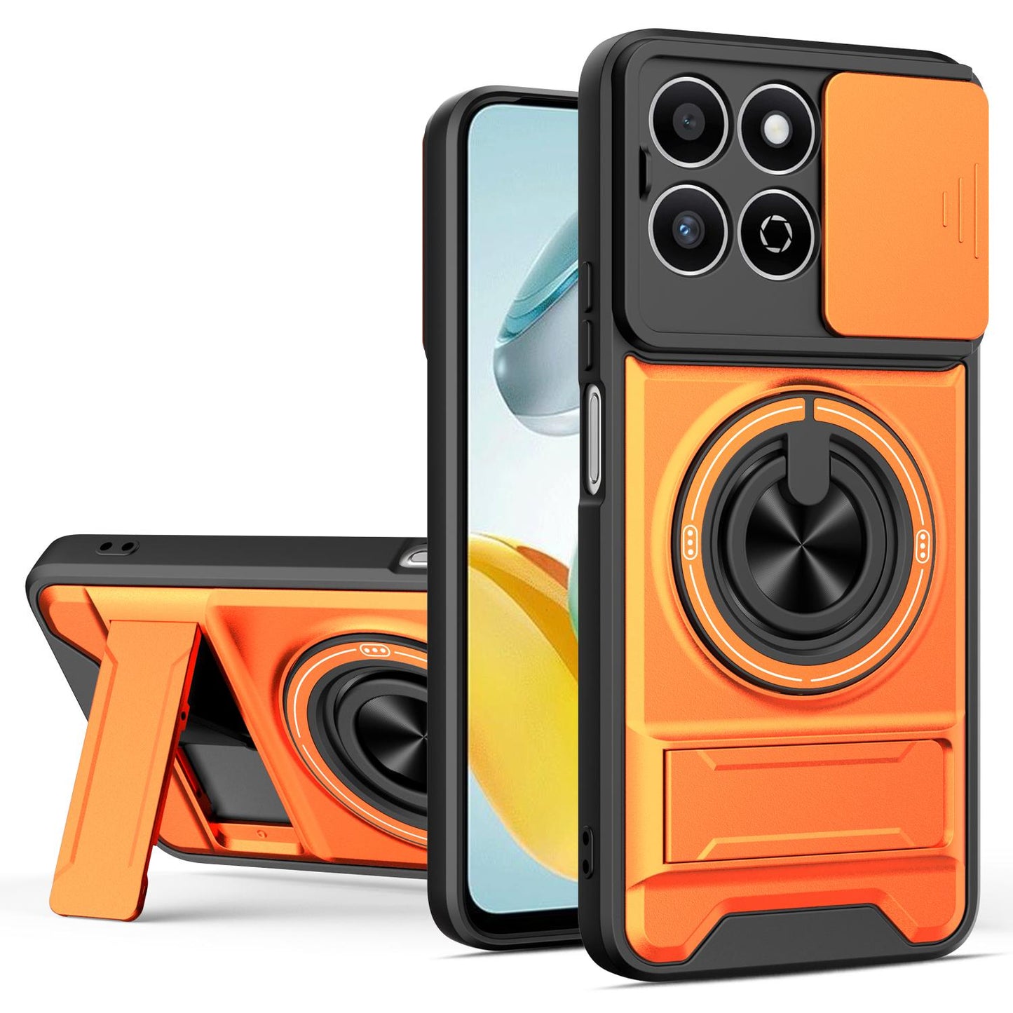 Honor 200 Smart Multifunctional Magnetic Shockproof Phone Case with Sliding Lens Window Stand Cover
