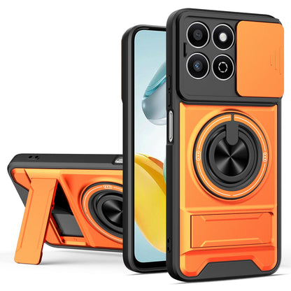 Honor 200 Smart Multifunctional Magnetic Shockproof Phone Case with Sliding Lens Window Stand Cover