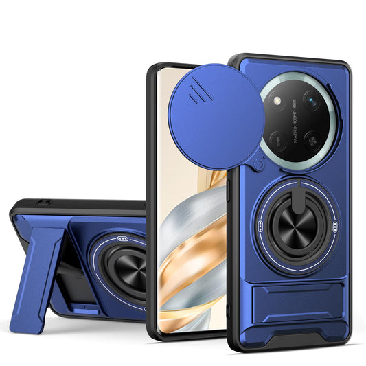 Honor X60 Pro Multifunctional Magnetic Shockproof Phone Case with Sliding Lens Window Stand Cover