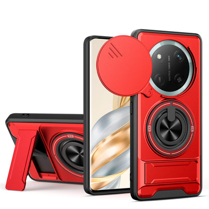Honor X9c 5G Multifunctional Magnetic Shockproof Phone Case with Sliding Lens Window Stand Cover