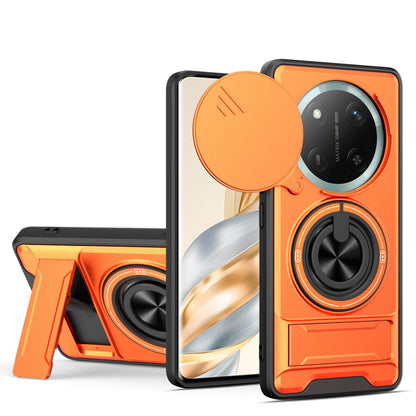 Honor X60 Pro Multifunctional Magnetic Shockproof Phone Case with Sliding Lens Window Stand Cover