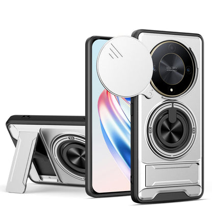 Honor X9b 5G Multifunctional Magnetic Shockproof Phone Case with Sliding Lens Window Stand Cover