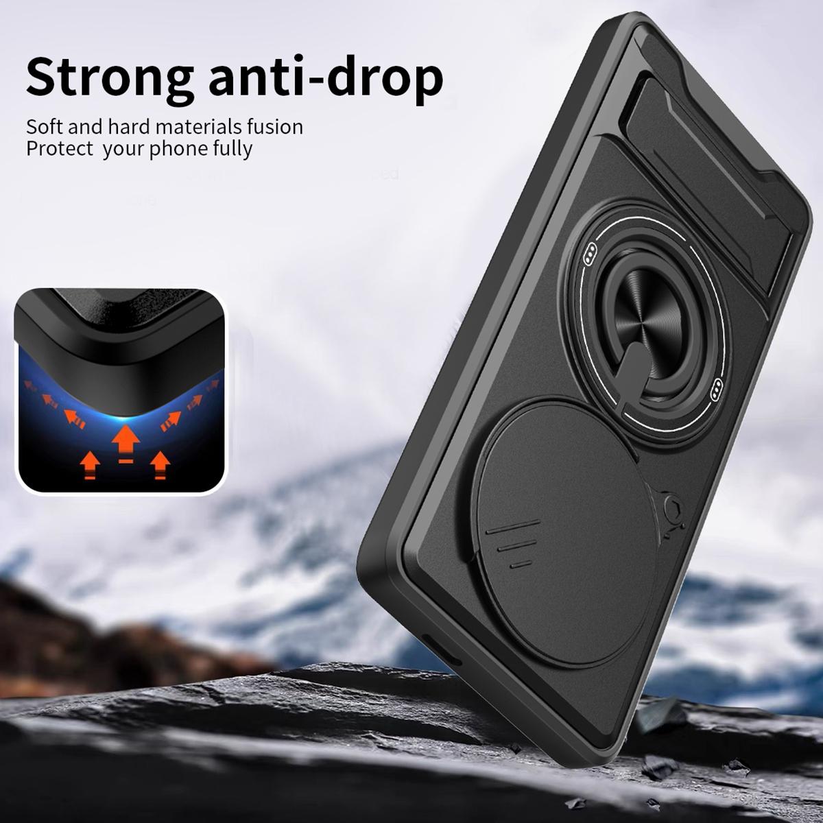 Honor X9b 5G Multifunctional Magnetic Shockproof Phone Case with Sliding Lens Window Stand Cover