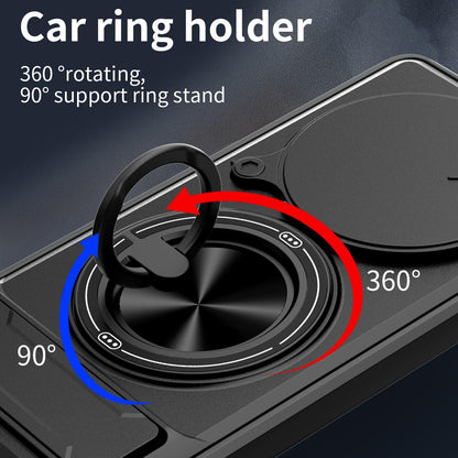 Honor X9b 5G Multifunctional Magnetic Shockproof Phone Case with Sliding Lens Window Stand Cover