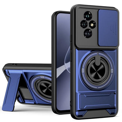 Honor 200 5G Multifunctional Magnetic Shockproof Phone Case with Sliding Lens Window Stand Cover