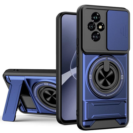 Honor 200 5G Multifunctional Magnetic Shockproof Phone Case with Sliding Lens Window Stand Cover