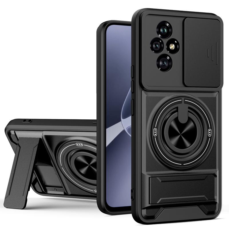 Honor 200 5G Multifunctional Magnetic Shockproof Phone Case with Sliding Lens Window Stand Cover