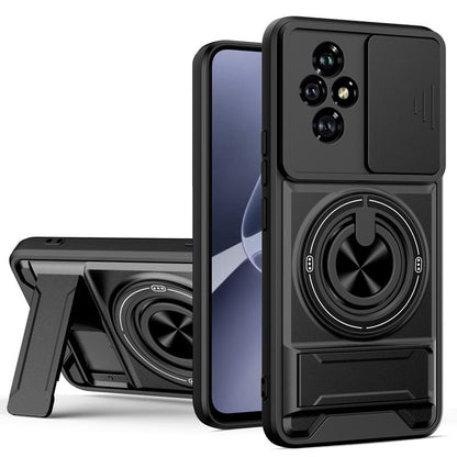 Honor 200 5G Multifunctional Magnetic Shockproof Phone Case with Sliding Lens Window Stand Cover