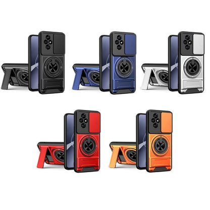 Honor 200 5G Multifunctional Magnetic Shockproof Phone Case with Sliding Lens Window Stand Cover