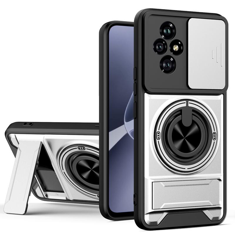 Honor 200 5G Multifunctional Magnetic Shockproof Phone Case with Sliding Lens Window Stand Cover
