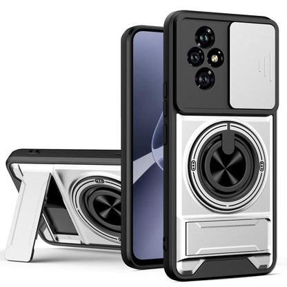 Honor 200 5G Multifunctional Magnetic Shockproof Phone Case with Sliding Lens Window Stand Cover