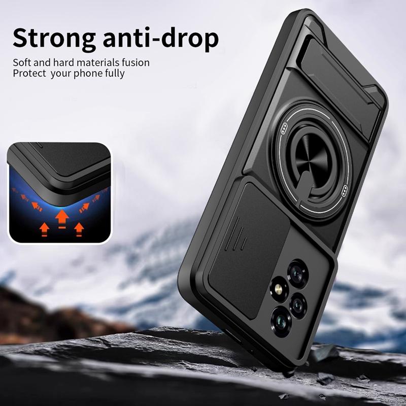 Honor 200 5G Multifunctional Magnetic Shockproof Phone Case with Sliding Lens Window Stand Cover