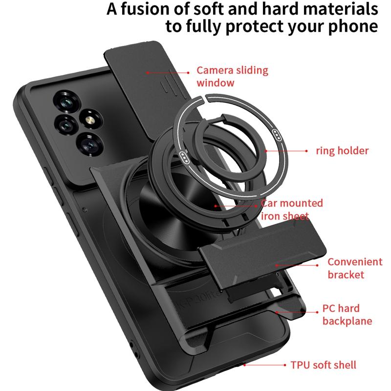 Honor 200 5G Multifunctional Magnetic Shockproof Phone Case with Sliding Lens Window Stand Cover