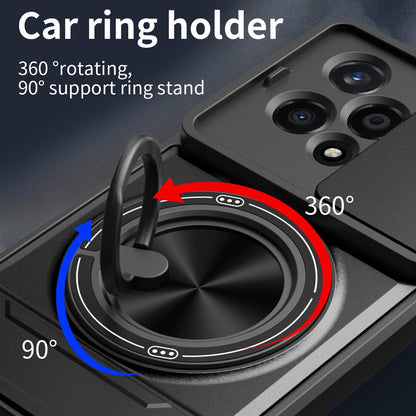 Honor 200 Lite 5G Multifunctional Magnetic Shockproof Phone Case with Sliding Lens Window Stand Cover