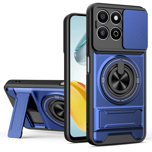 Honor 200 Smart 5G Multifunctional Magnetic Shockproof Phone Case with Sliding Lens Window Stand Cover