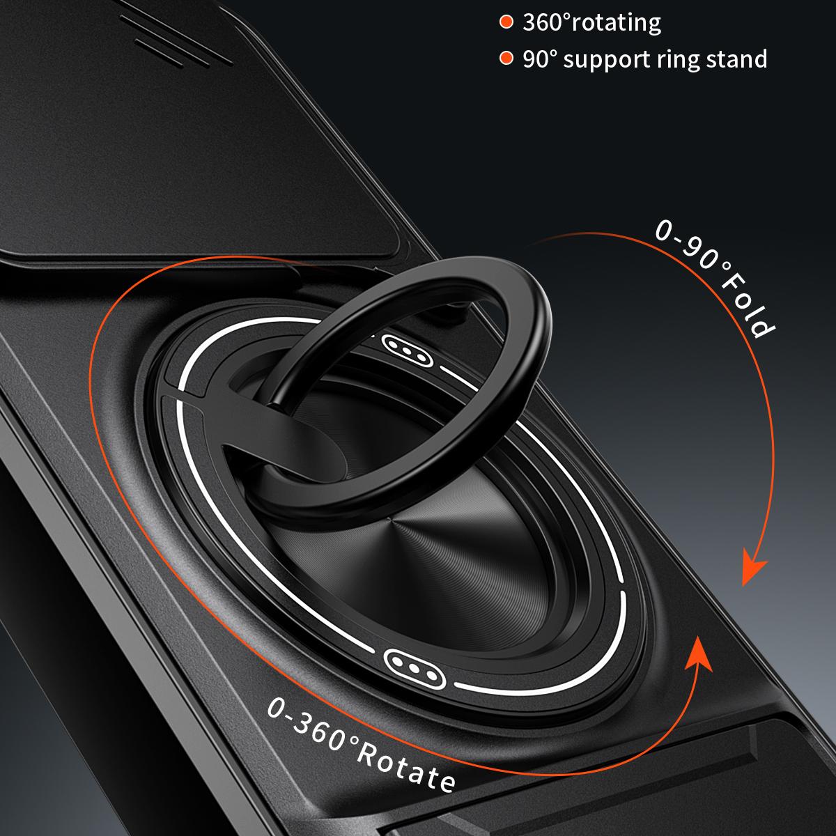 Honor 400 5G 156.5mm Multifunctional Magnetic Shockproof Phone Case with Sliding Lens Window Stand Cover