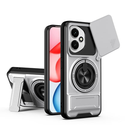Honor 400 5G 156.5mm Multifunctional Magnetic Shockproof Phone Case with Sliding Lens Window Stand Cover