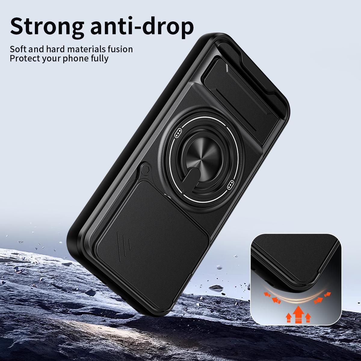 Honor 400 5G 156.5mm Multifunctional Magnetic Shockproof Phone Case with Sliding Lens Window Stand Cover