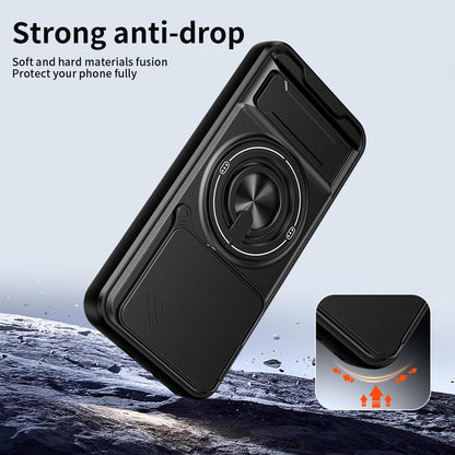Honor 400 5G 156.5mm Multifunctional Magnetic Shockproof Phone Case with Sliding Lens Window Stand Cover