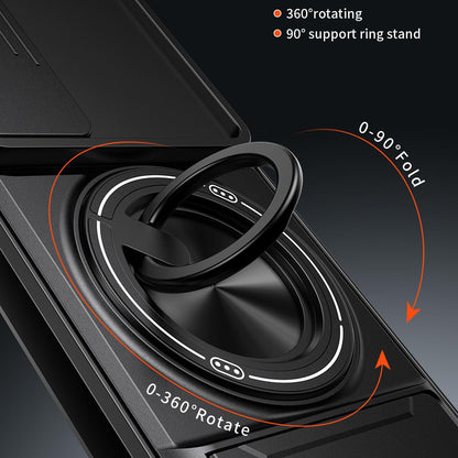 Honor 90 5G Multifunctional Magnetic Shockproof Phone Case with Sliding Lens Window Stand Cover