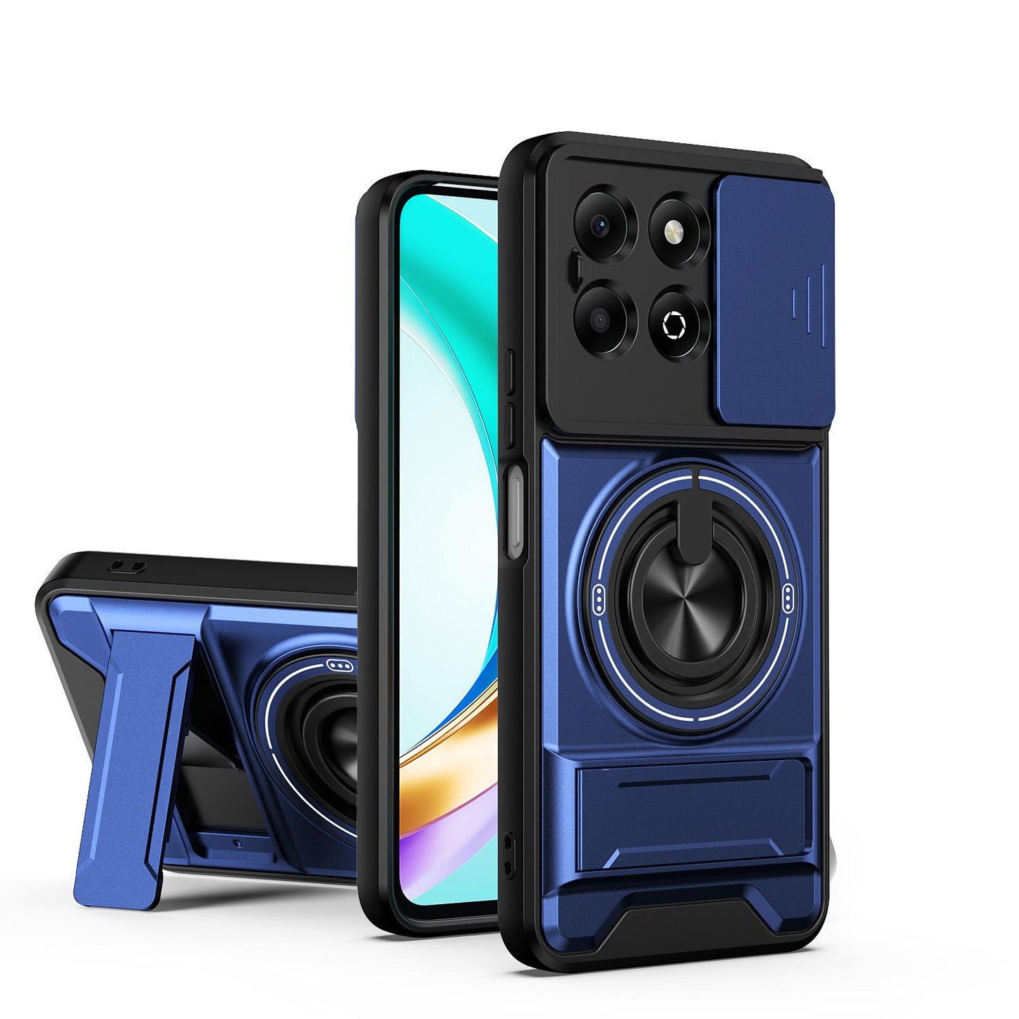 Honor X6b 4G Multifunctional Magnetic Shockproof Phone Case with Sliding Lens Window Stand Cover