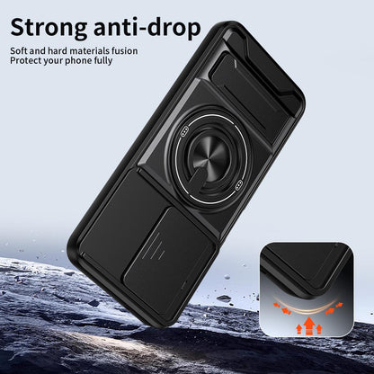 Honor X6b 4G Multifunctional Magnetic Shockproof Phone Case with Sliding Lens Window Stand Cover