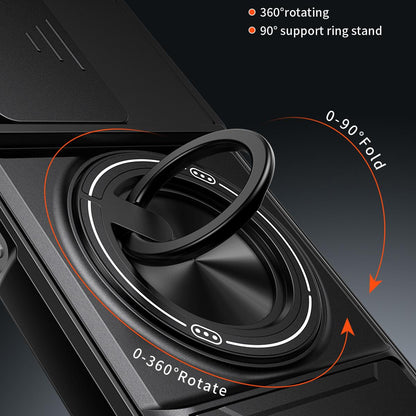 Honor X6b 4G Multifunctional Magnetic Shockproof Phone Case with Sliding Lens Window Stand Cover