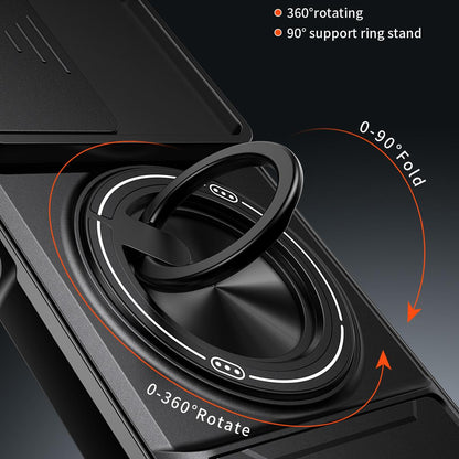 Honor 90 Lite 5G Multifunctional Magnetic Shockproof Phone Case with Sliding Lens Window Stand Cover