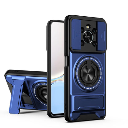 Honor X9 Multifunctional Magnetic Shockproof Phone Case with Sliding Lens Window Stand Cover