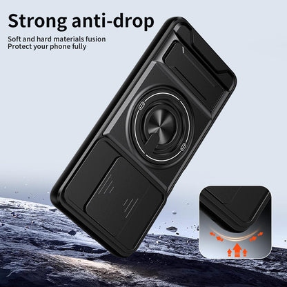 Honor X9 Multifunctional Magnetic Shockproof Phone Case with Sliding Lens Window Stand Cover