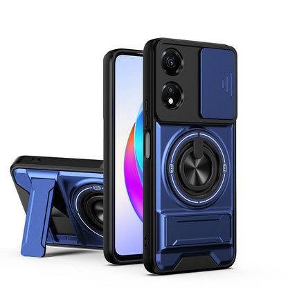 Honor X5 Plus 4G Multifunctional Magnetic Shockproof Phone Case with Sliding Lens Window Stand Cover