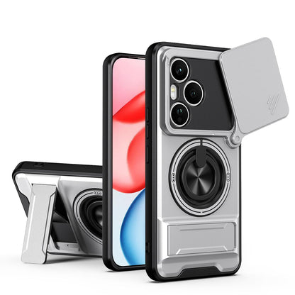 Honor 400 Pro 5G 160.8mm Multifunctional Magnetic Shockproof Phone Case with Sliding Lens Window Stand Cover