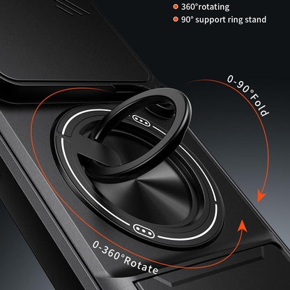 Honor 400 Pro 5G 160.8mm Multifunctional Magnetic Shockproof Phone Case with Sliding Lens Window Stand Cover