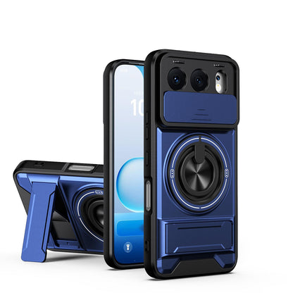 Honor 500 5G 155.8mm Multifunctional Magnetic Shockproof Phone Case with Sliding Lens Window Stand Cover