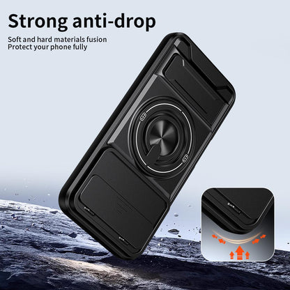Honor 500 5G 155.8mm Multifunctional Magnetic Shockproof Phone Case with Sliding Lens Window Stand Cover