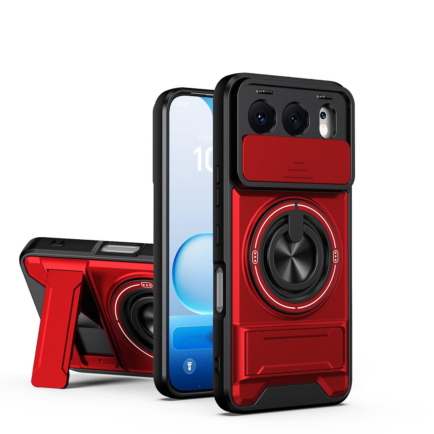 Honor 500 5G 155.8mm Multifunctional Magnetic Shockproof Phone Case with Sliding Lens Window Stand Cover