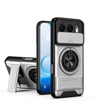 Honor 500 5G 155.8mm Multifunctional Magnetic Shockproof Phone Case with Sliding Lens Window Stand Cover