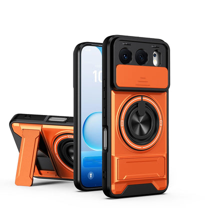 Honor 500 5G 155.8mm Multifunctional Magnetic Shockproof Phone Case with Sliding Lens Window Stand Cover