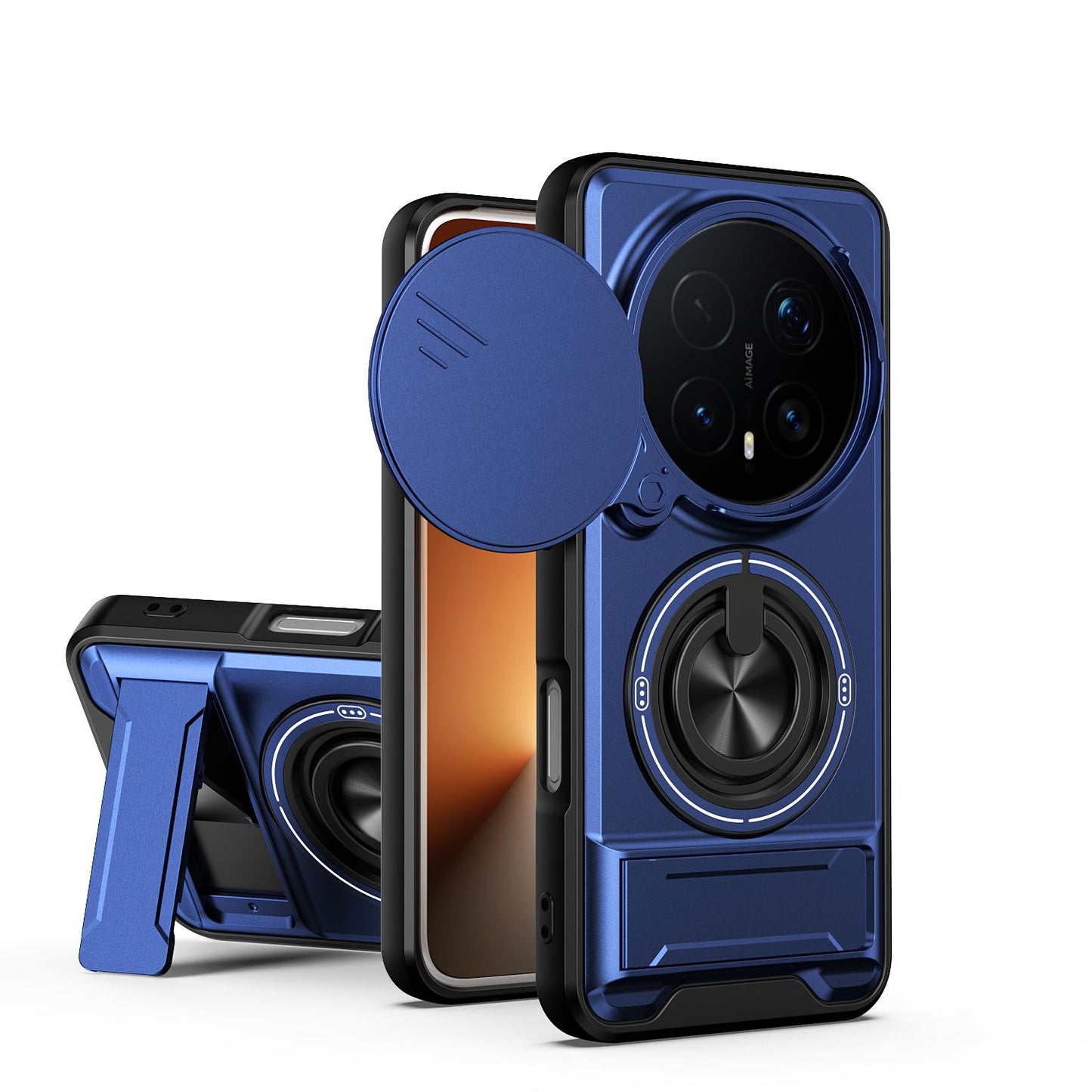 Honor Magic8 Pro 5G Multifunctional Magnetic Shockproof Phone Case with Sliding Lens Window Stand Cover