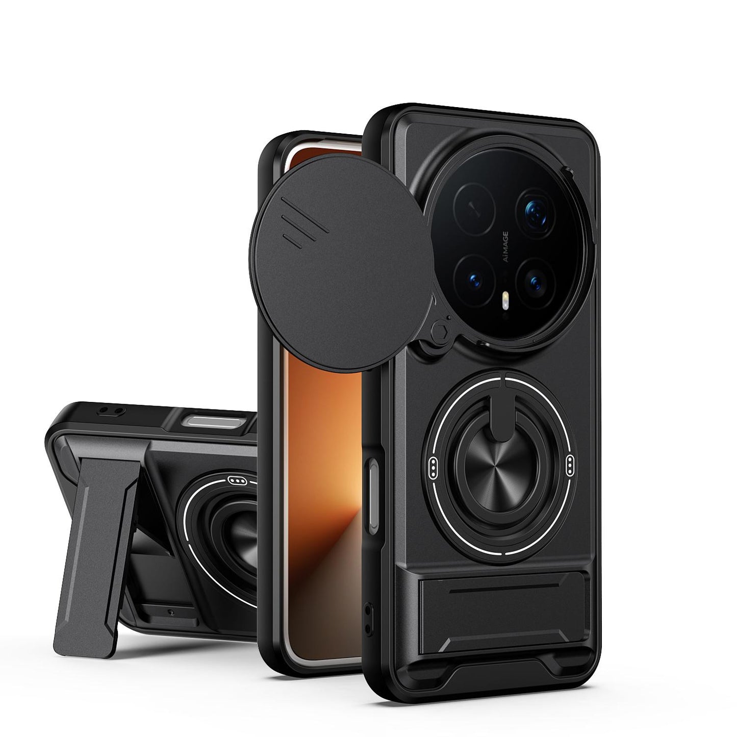 Honor Magic8 Pro 5G Multifunctional Magnetic Shockproof Phone Case with Sliding Lens Window Stand Cover