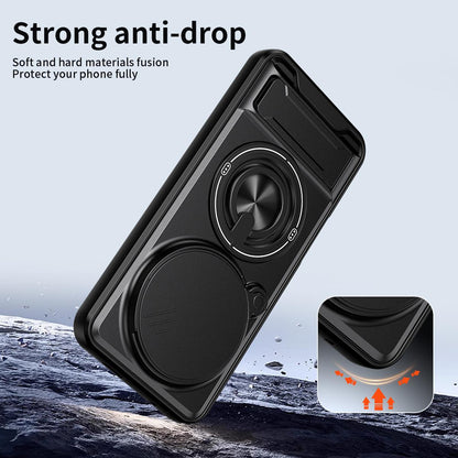 Honor Magic8 Pro 5G Multifunctional Magnetic Shockproof Phone Case with Sliding Lens Window Stand Cover