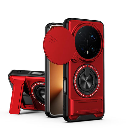 Honor Magic8 Pro 5G Multifunctional Magnetic Shockproof Phone Case with Sliding Lens Window Stand Cover