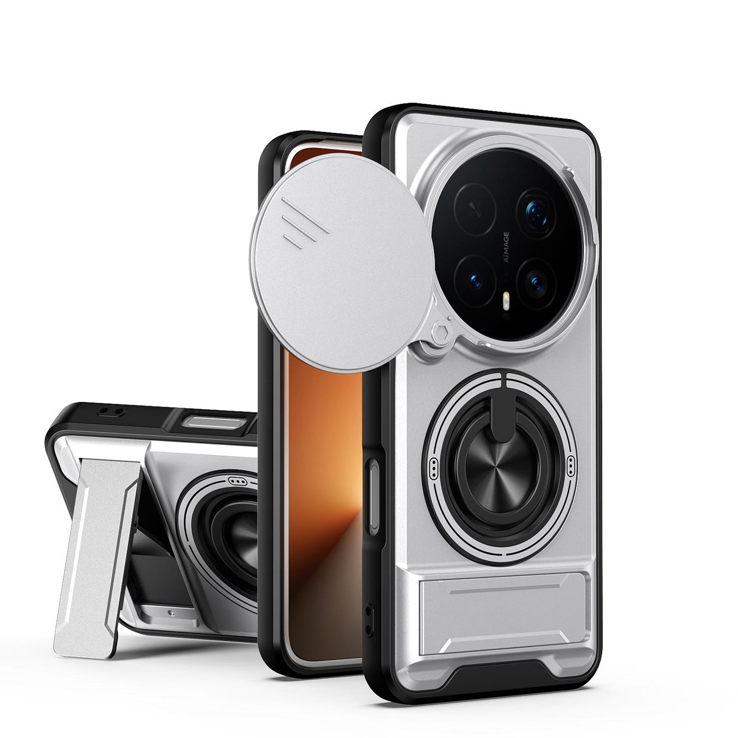 Honor Magic8 Pro 5G Multifunctional Magnetic Shockproof Phone Case with Sliding Lens Window Stand Cover
