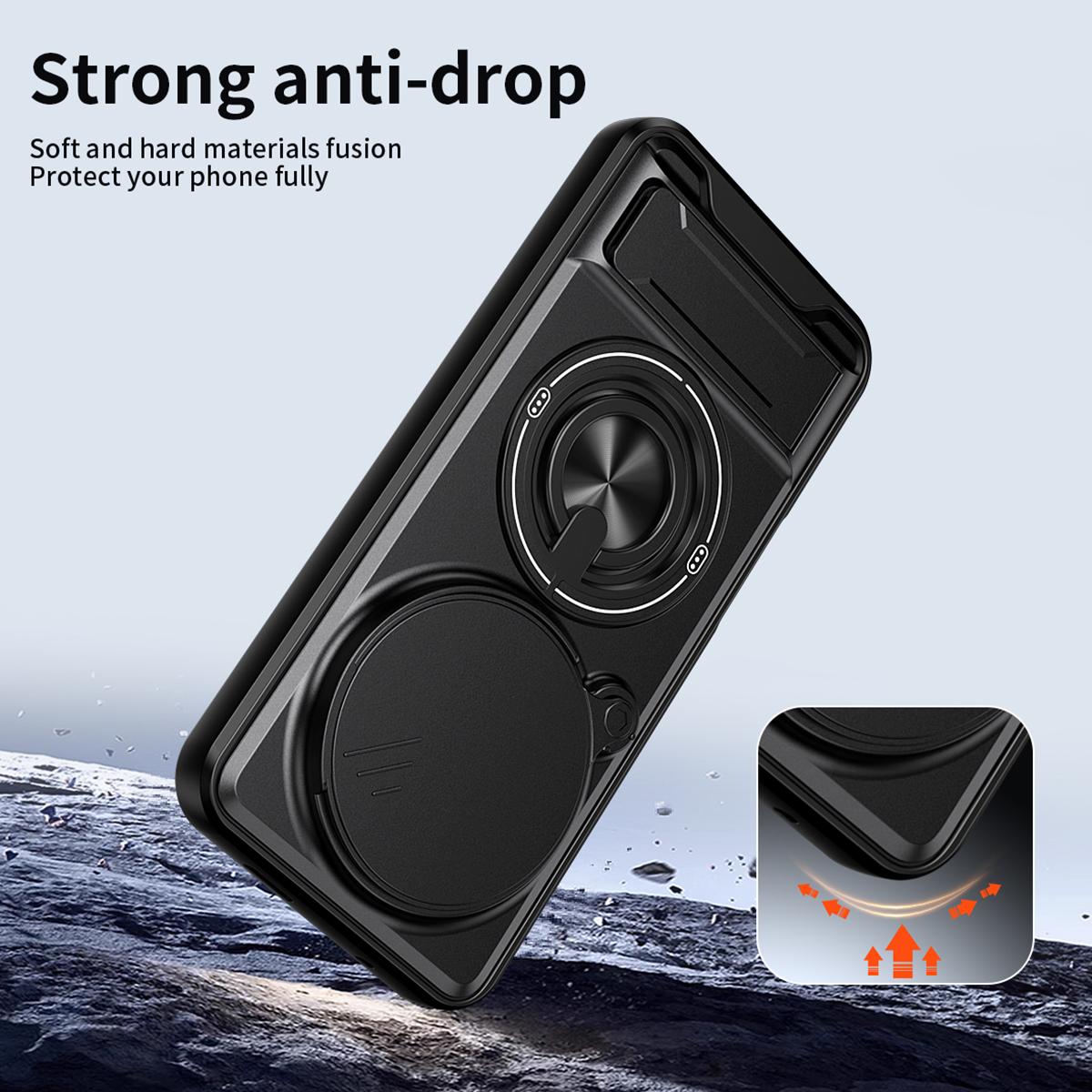 Honor Magic8 Pro 5G Multifunctional Magnetic Shockproof Phone Case with Sliding Lens Window Stand Cover