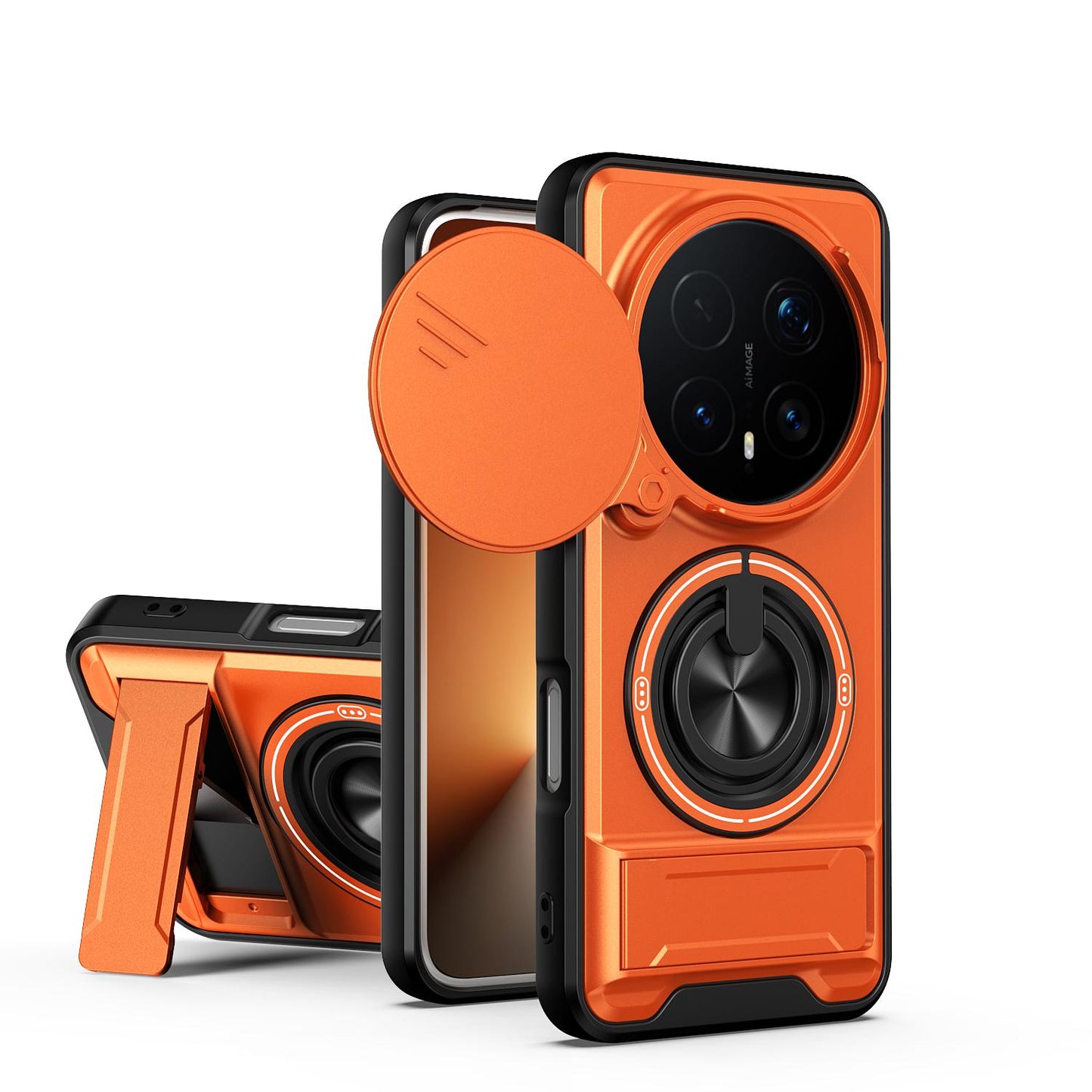 Honor Magic8 Pro 5G Multifunctional Magnetic Shockproof Phone Case with Sliding Lens Window Stand Cover