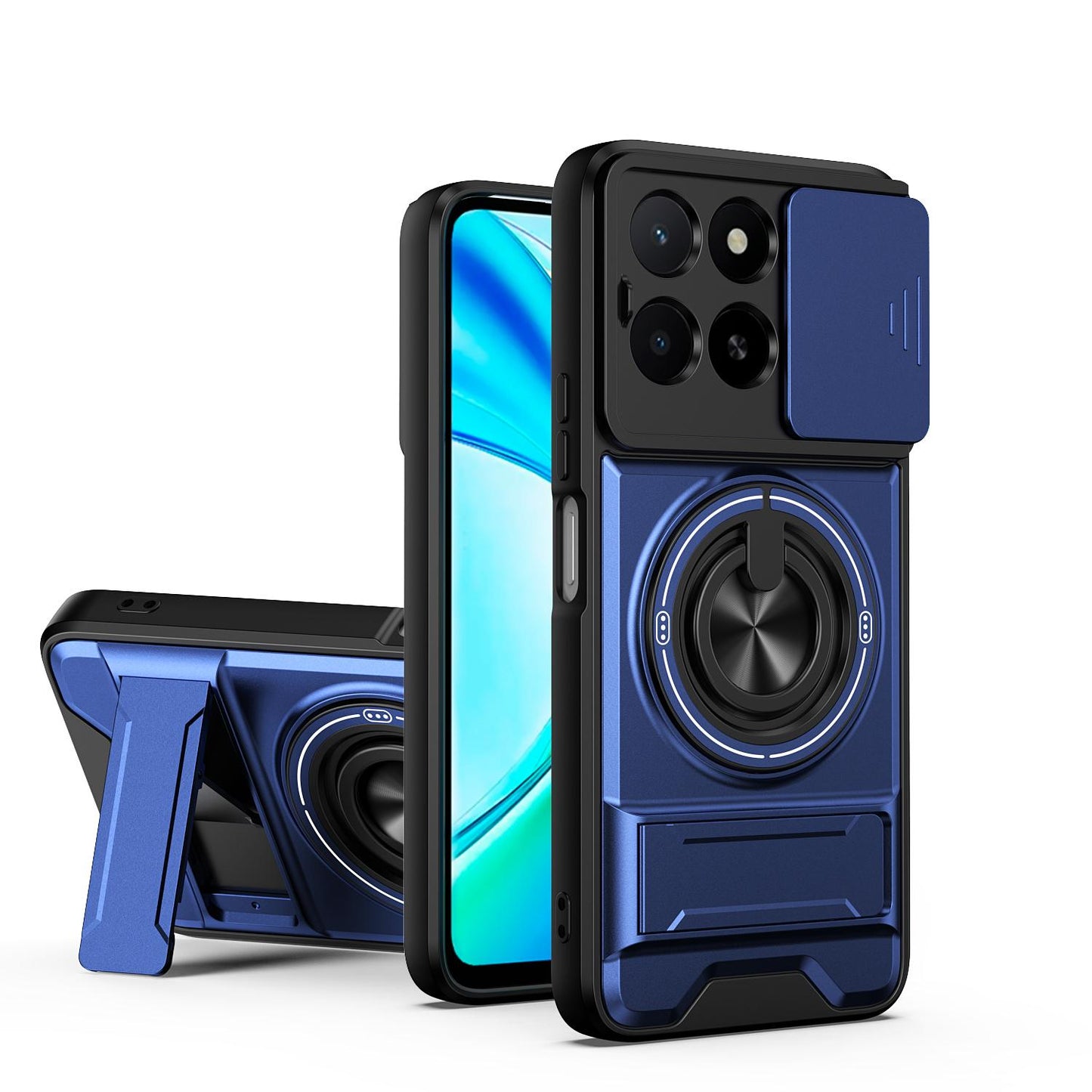 Honor X5b Plus Multifunctional Magnetic Shockproof Phone Case with Sliding Lens Window Stand Cover