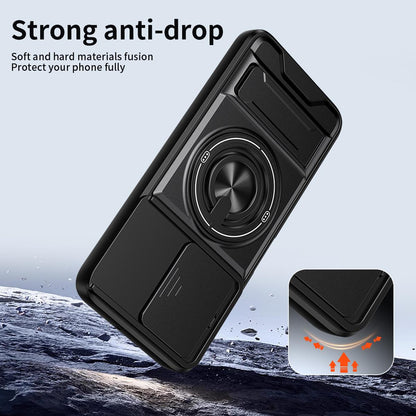 Honor X5b Plus Multifunctional Magnetic Shockproof Phone Case with Sliding Lens Window Stand Cover