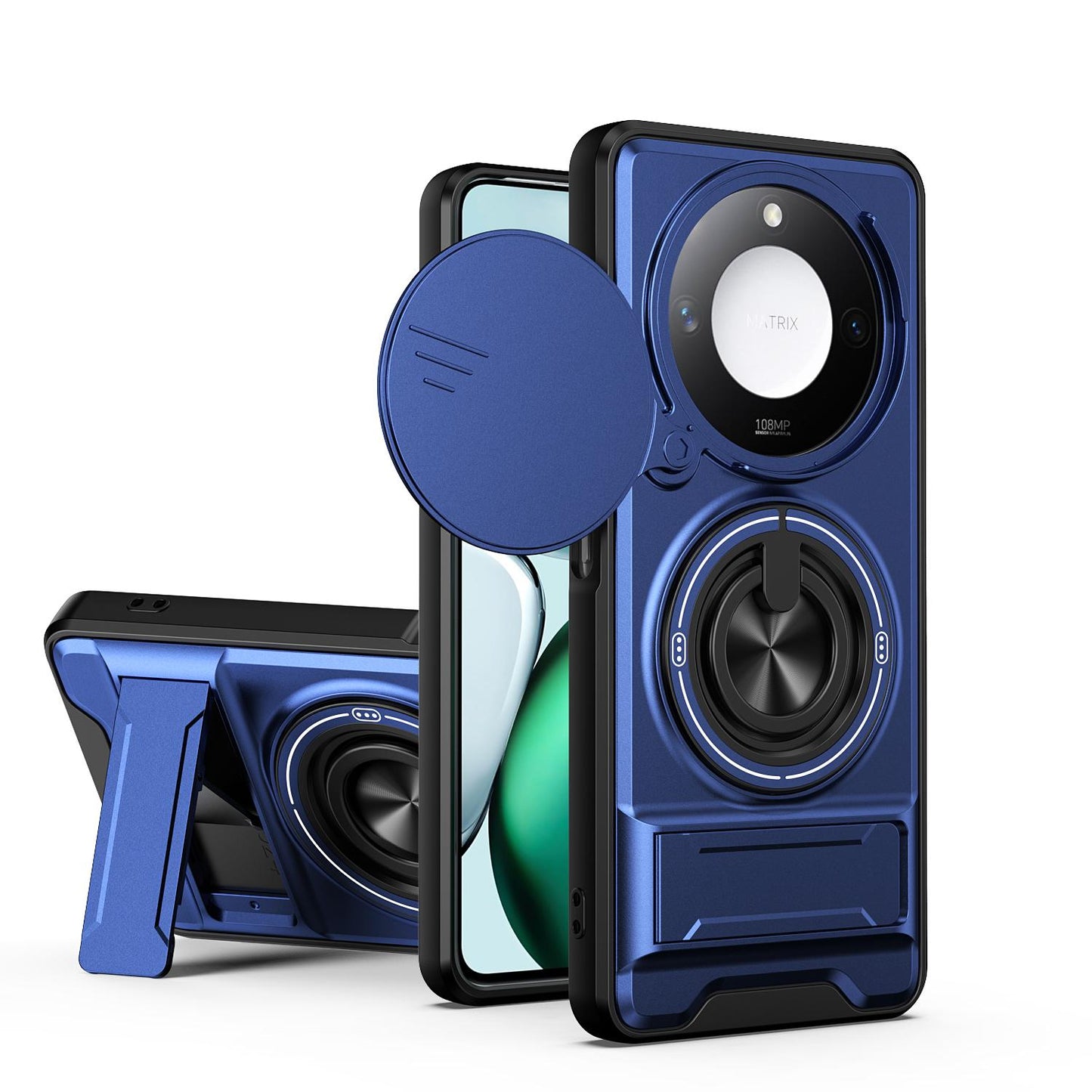 Honor X9c Smart 5G Multifunctional Magnetic Shockproof Phone Case with Sliding Lens Window Stand Cover